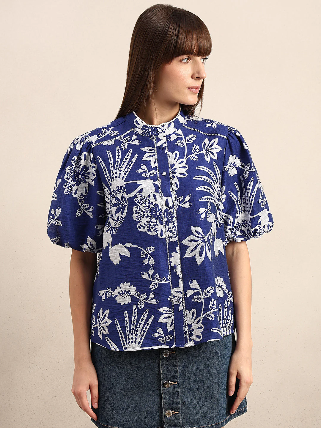 Printed Puff Sleeves Shirt - Image 2
