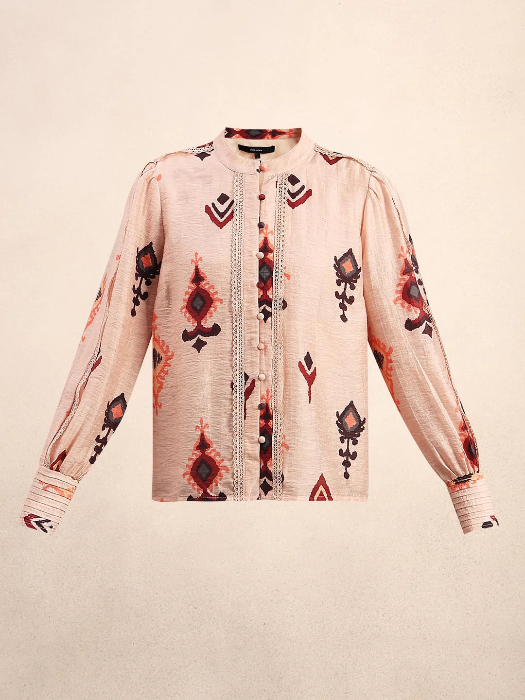 Pink Printed Lace Detail Shirt - Image 7