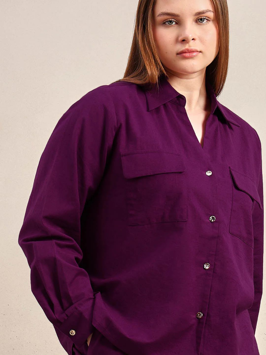 Curve Purple Button-Up Shirt - Image 6