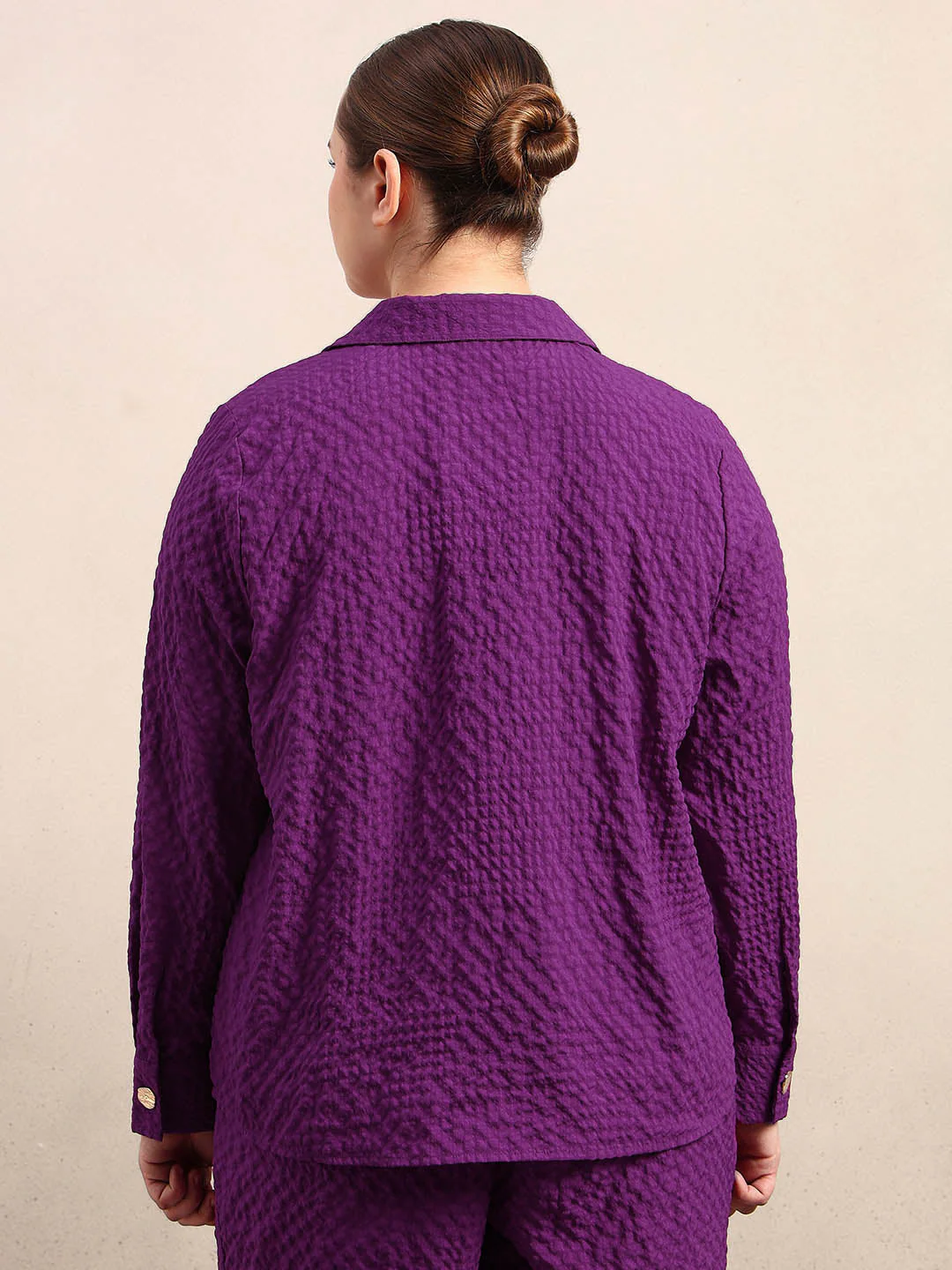 Curve Purple Textured Shirt - Image 4