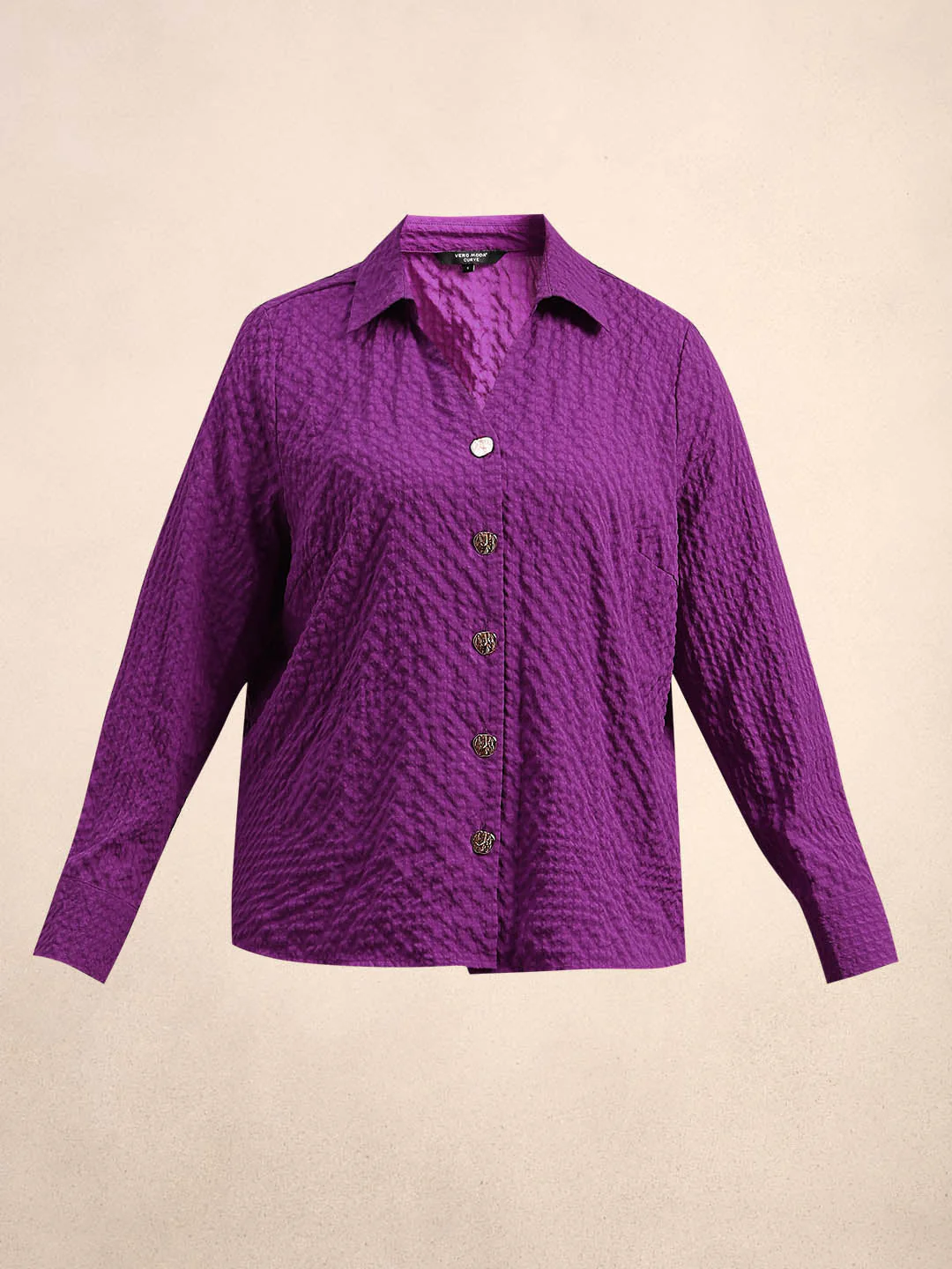 Curve Purple Textured Shirt - Image 7