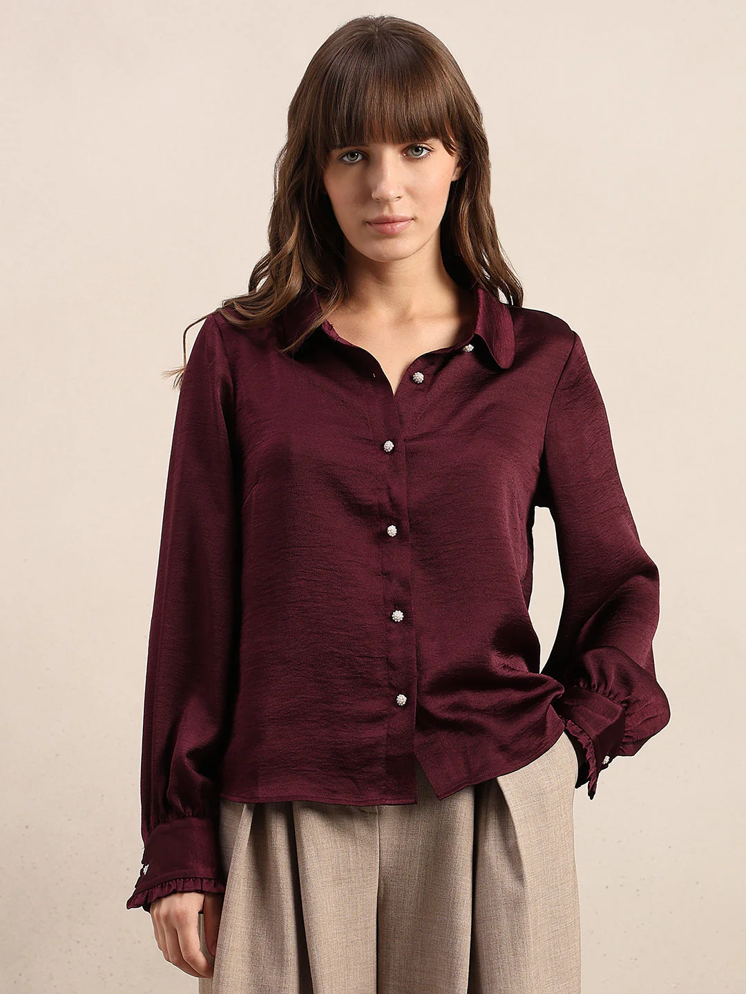 Satin Button Down Shirt - Image 2
