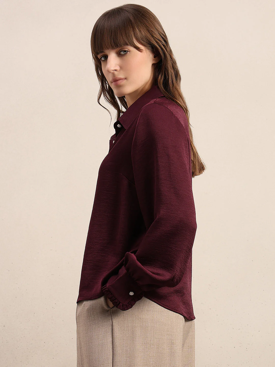 Satin Button Down Shirt - Image 3
