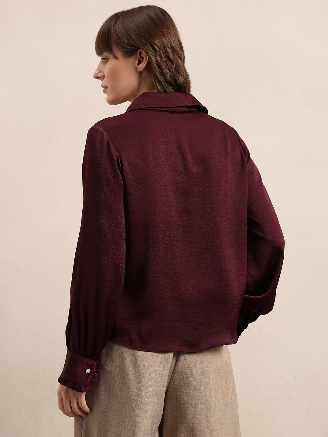Satin Button Down Shirt - Image 4