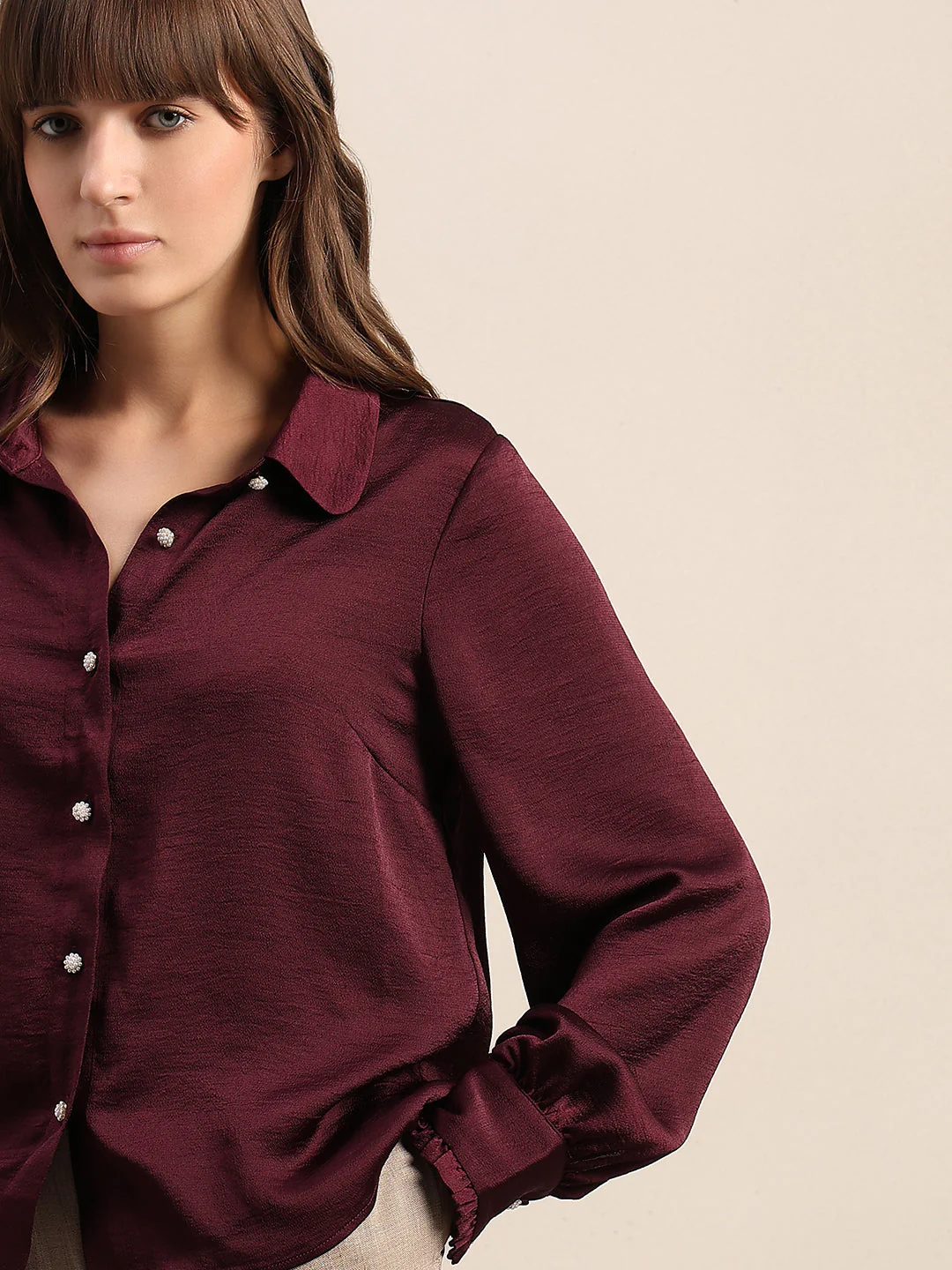 Satin Button Down Shirt - Image 6
