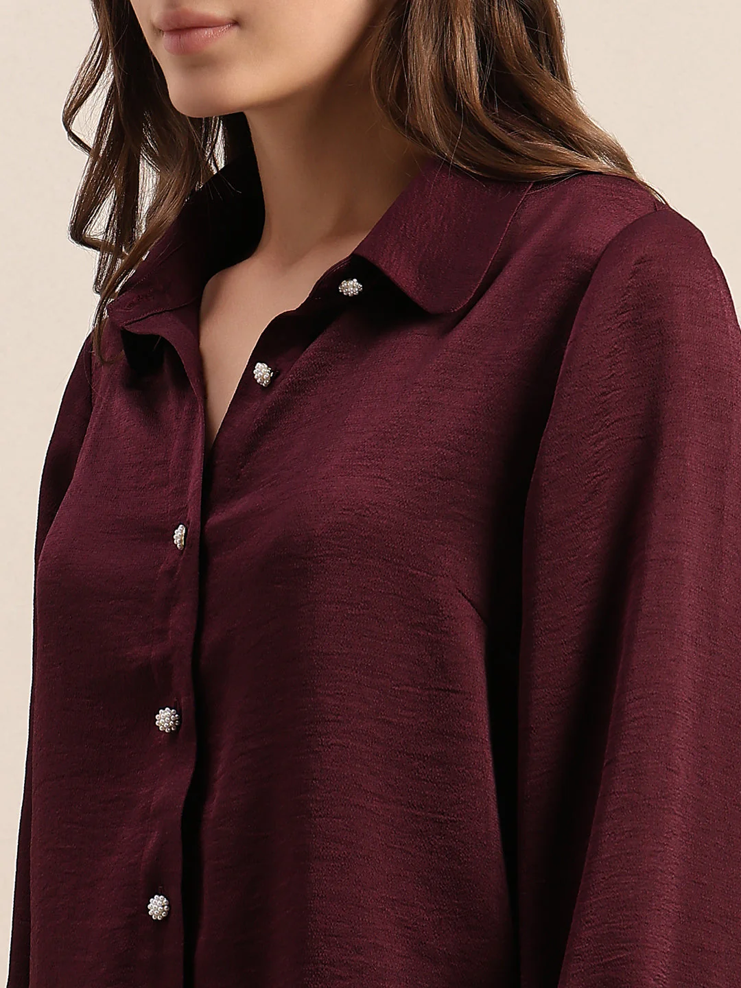 Satin Button Down Shirt - Image 8