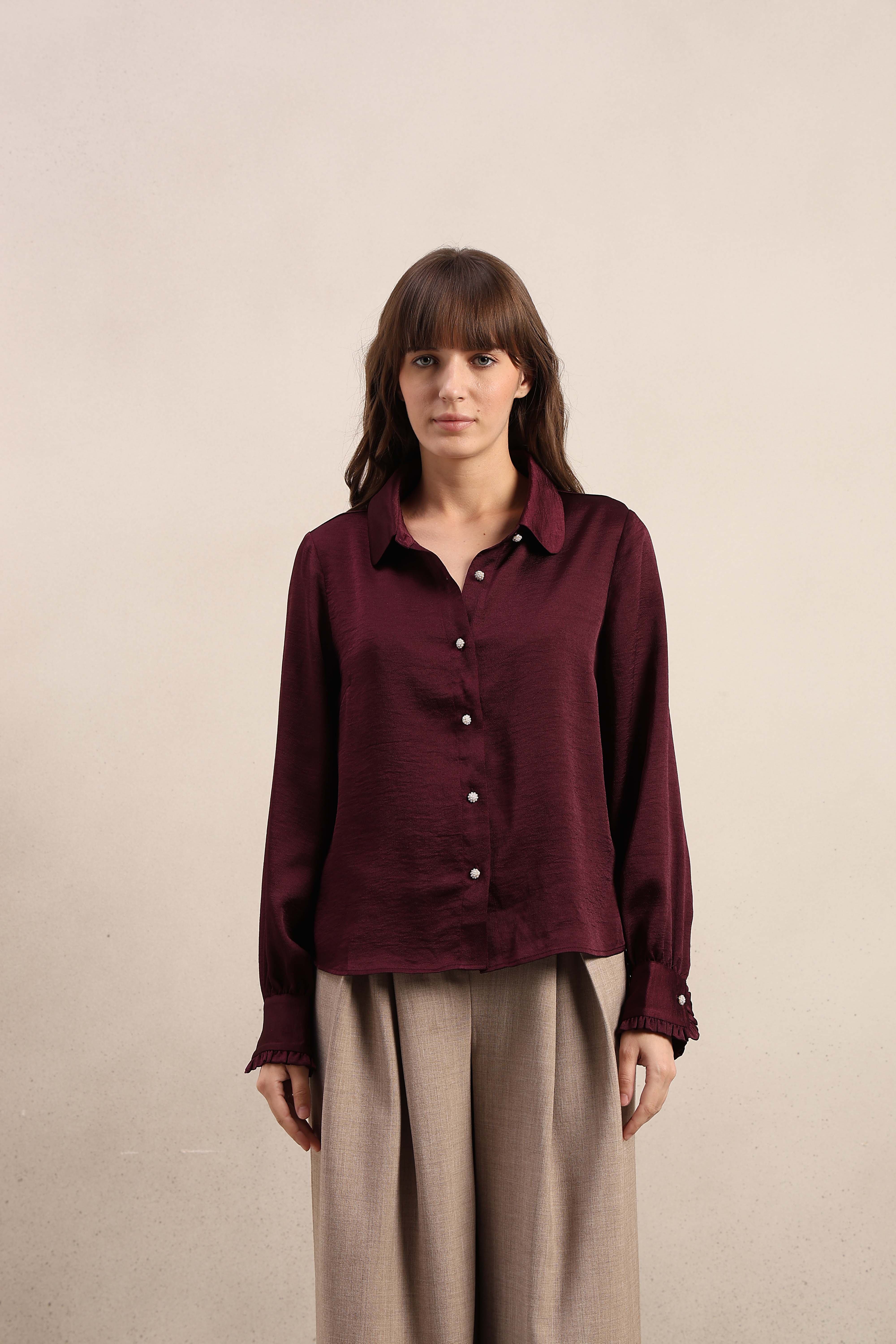 Satin Button Down Shirt - Image 9