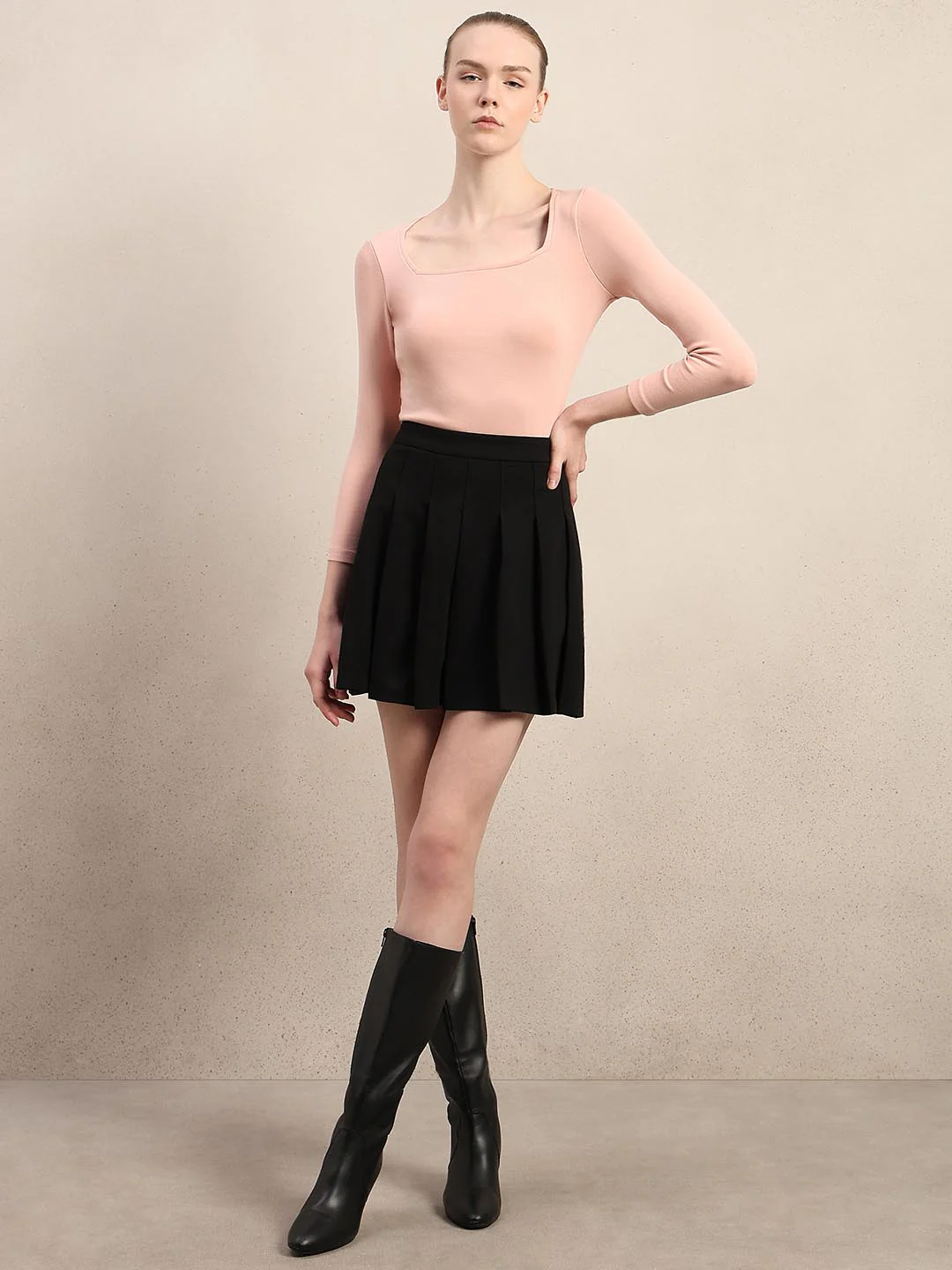 Black Pleated Mini Skirt - Image 5