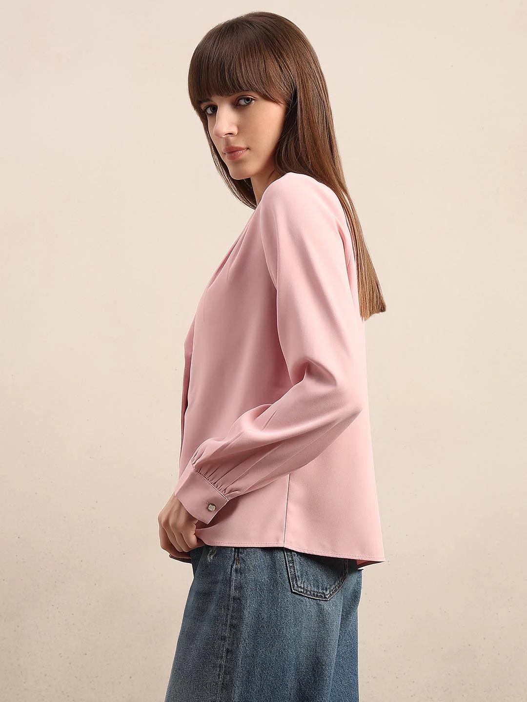 Pink Gathered Sleeves Top - Image 3