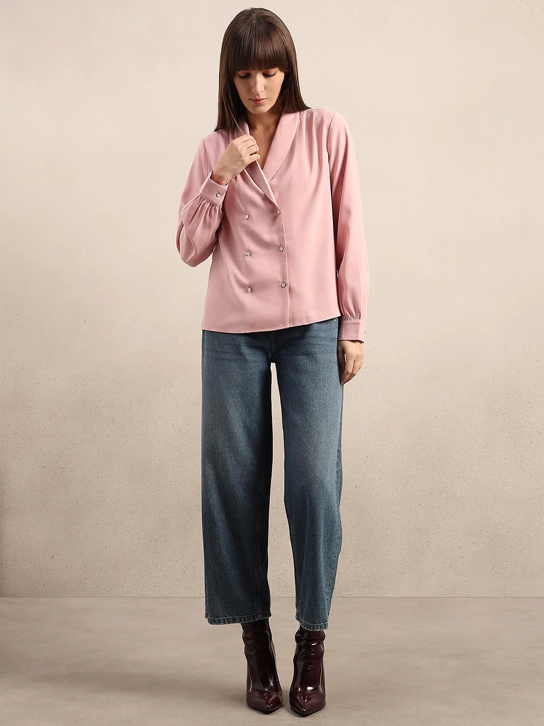 Pink Gathered Sleeves Top - Image 5