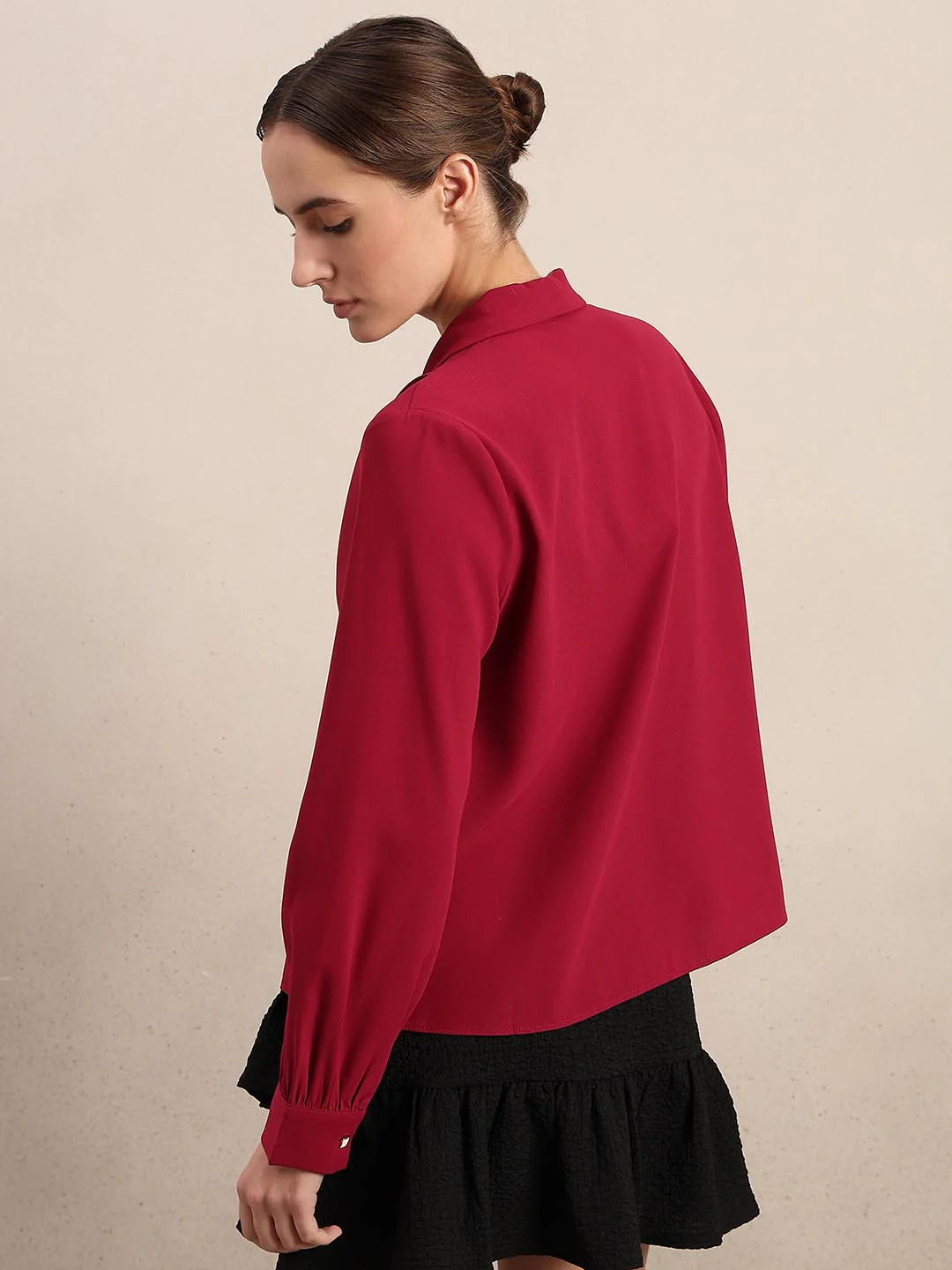 Red Shawl Collar Top - Image 4