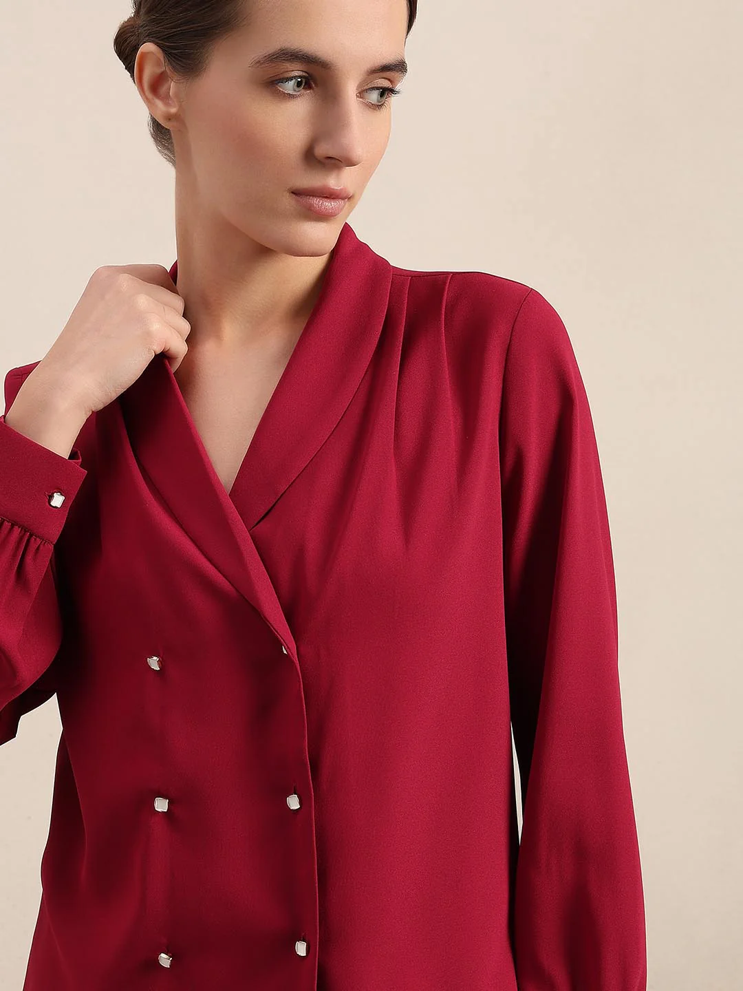 Red Shawl Collar Top - Image 6