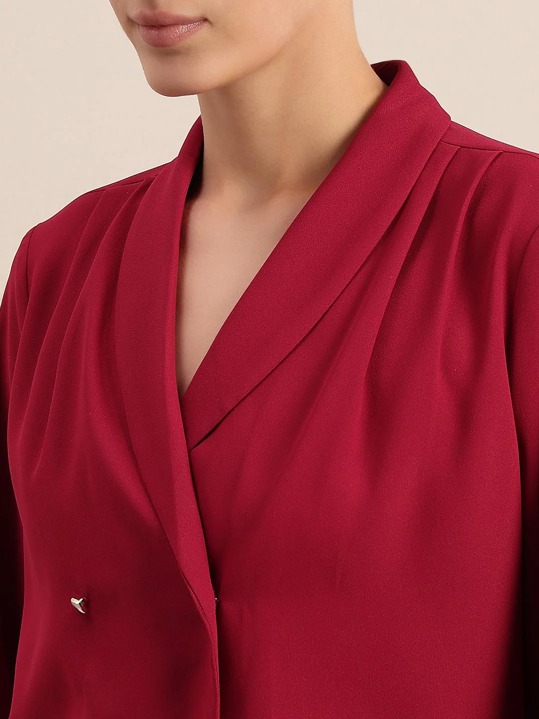 Red Shawl Collar Top - Image 8