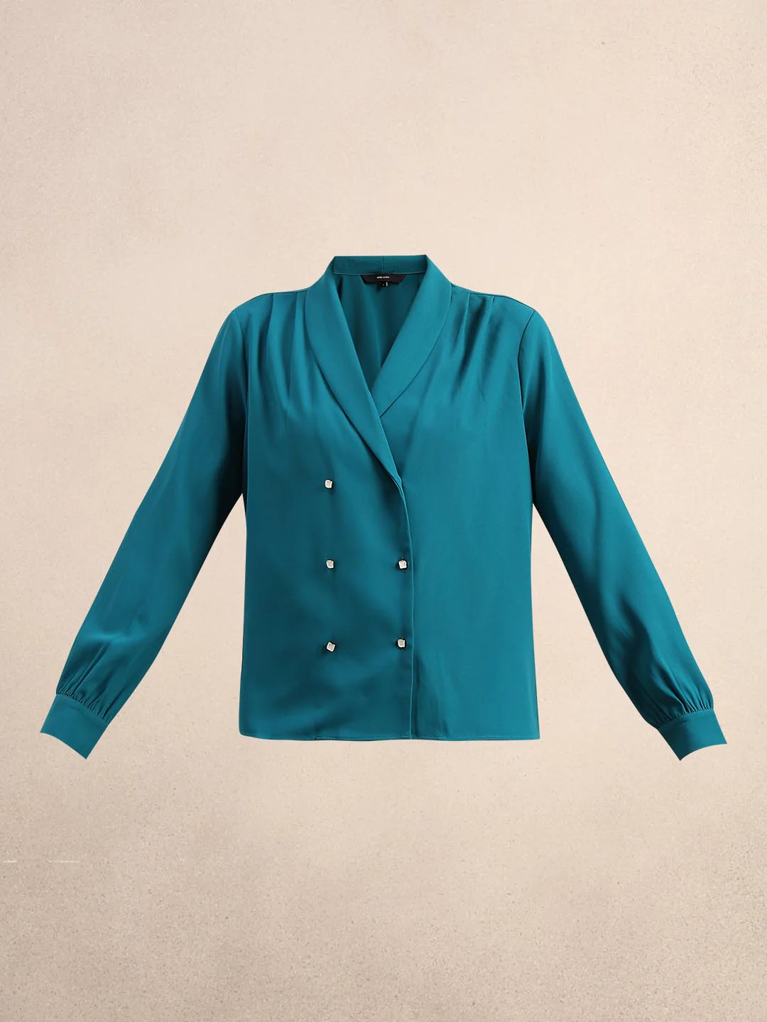 Teal Gathered Sleeves Top - Image 7