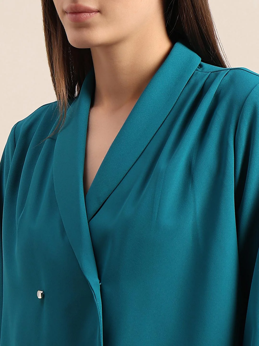 Teal Gathered Sleeves Top - Image 8