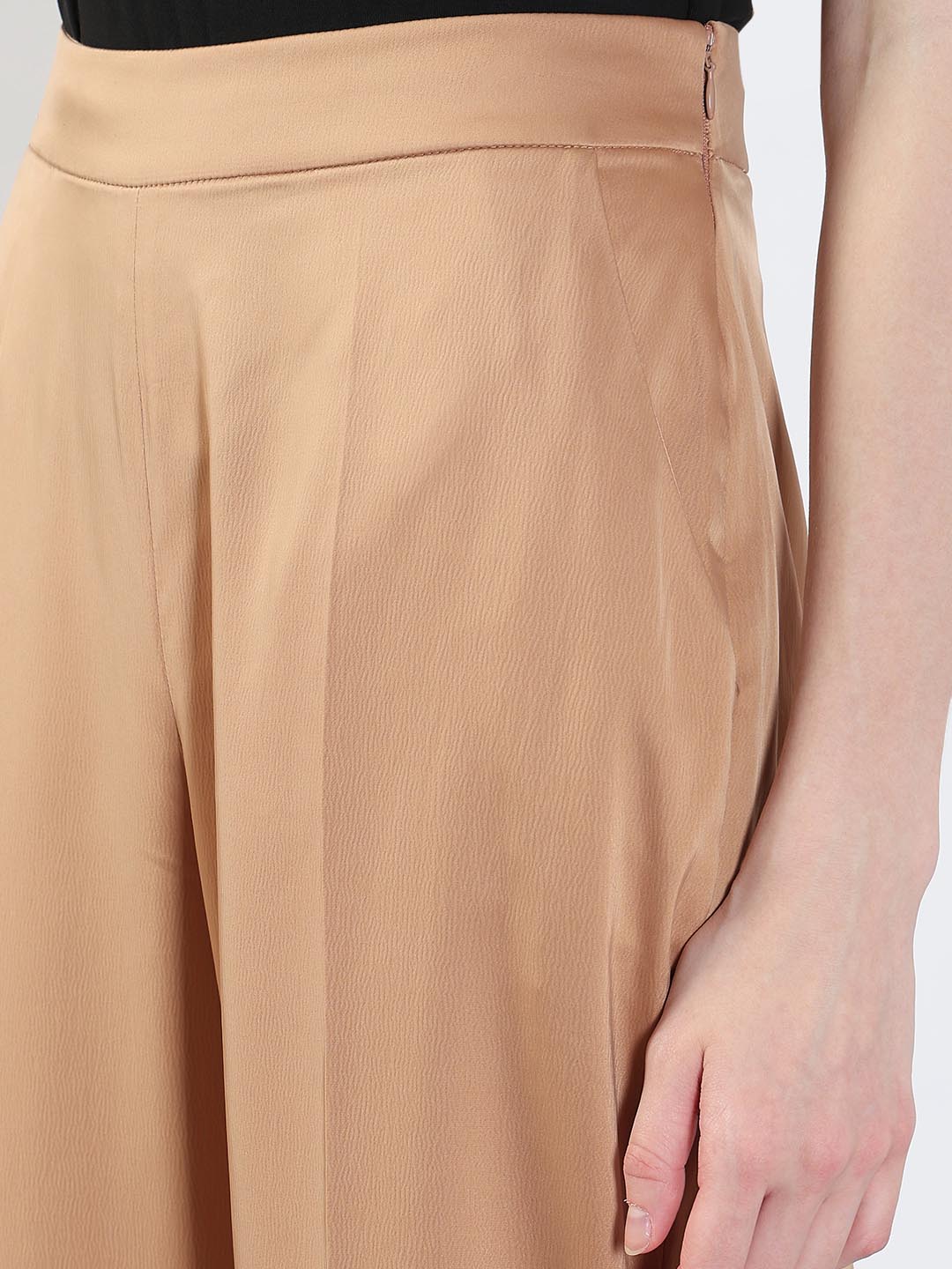 Beige High Rise Straight Fit Pants - Image 8