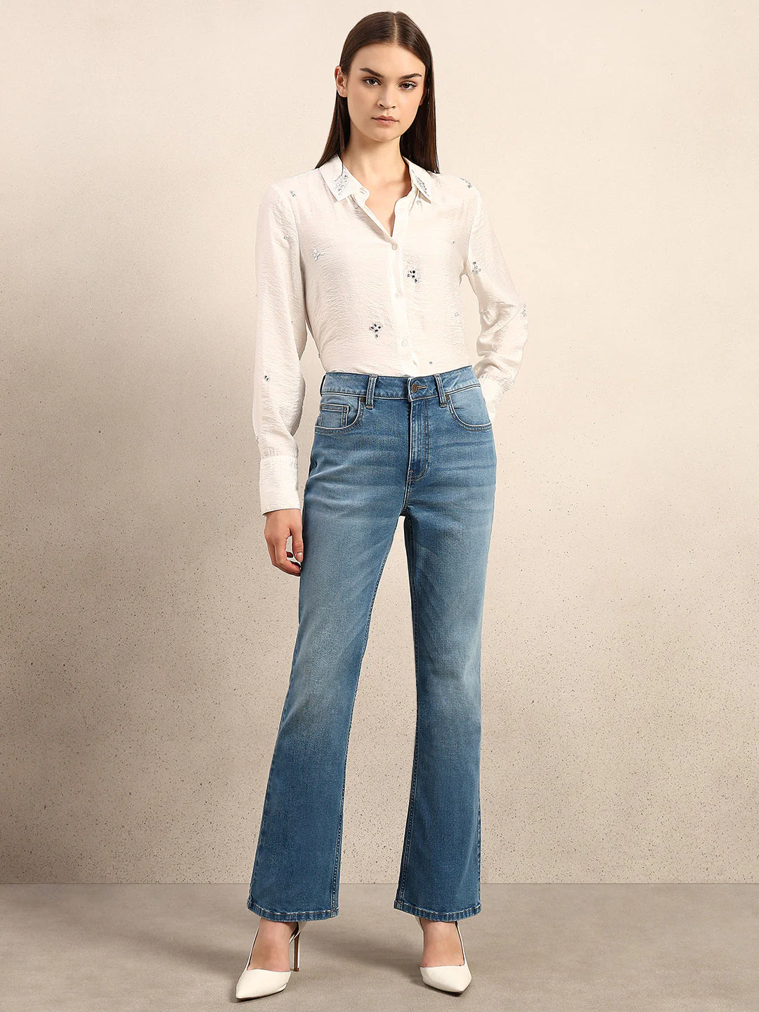 Light Blue Mid Rise Bootcut Jeans - Image 5