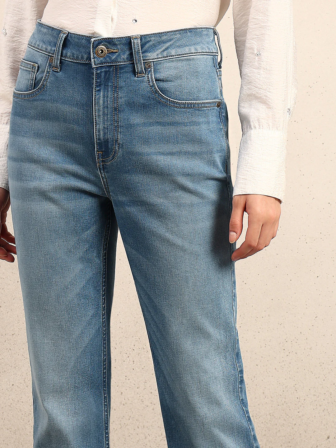Light Blue Mid Rise Bootcut Jeans - Image 6