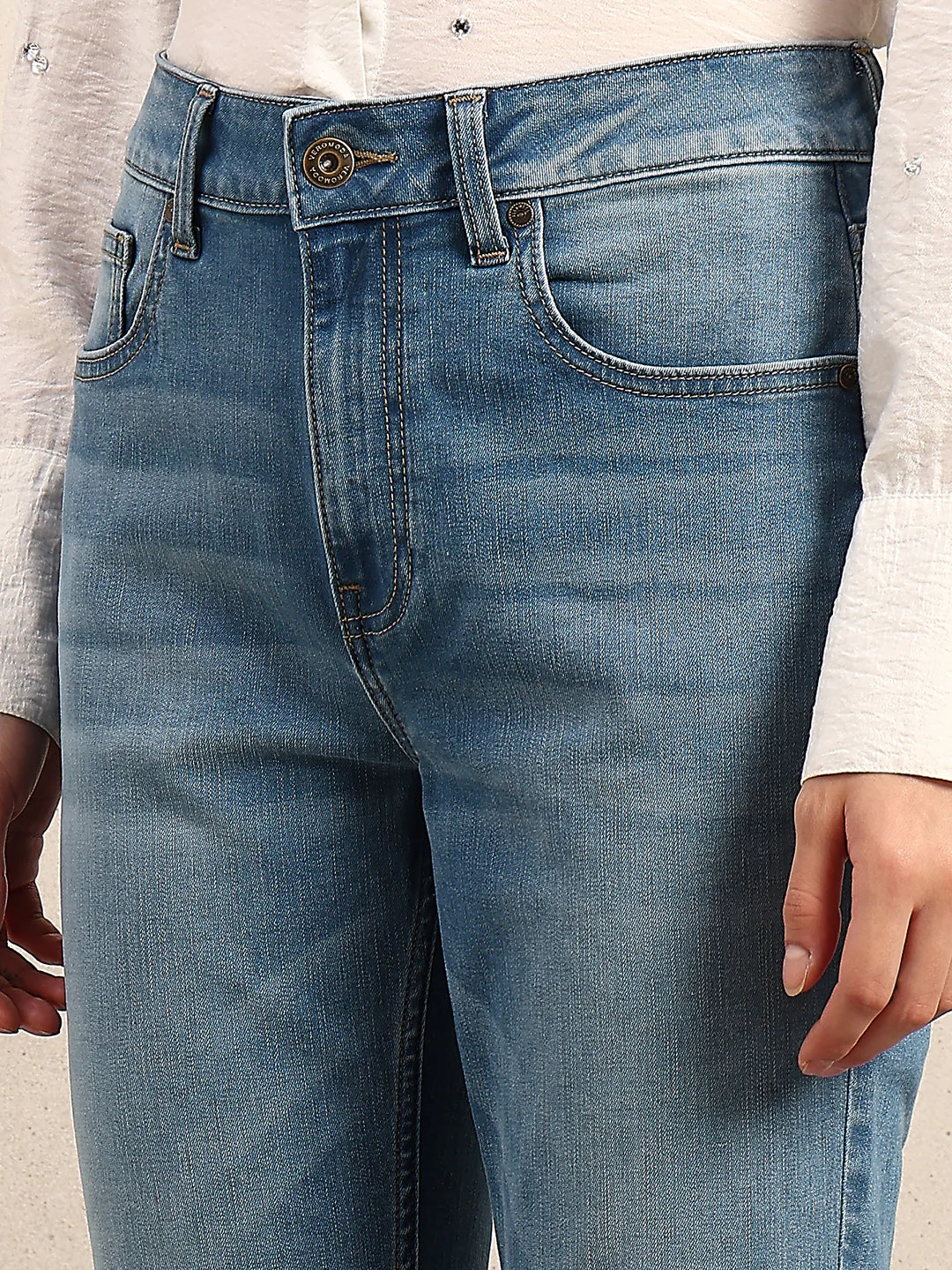 Light Blue Mid Rise Bootcut Jeans - Image 8