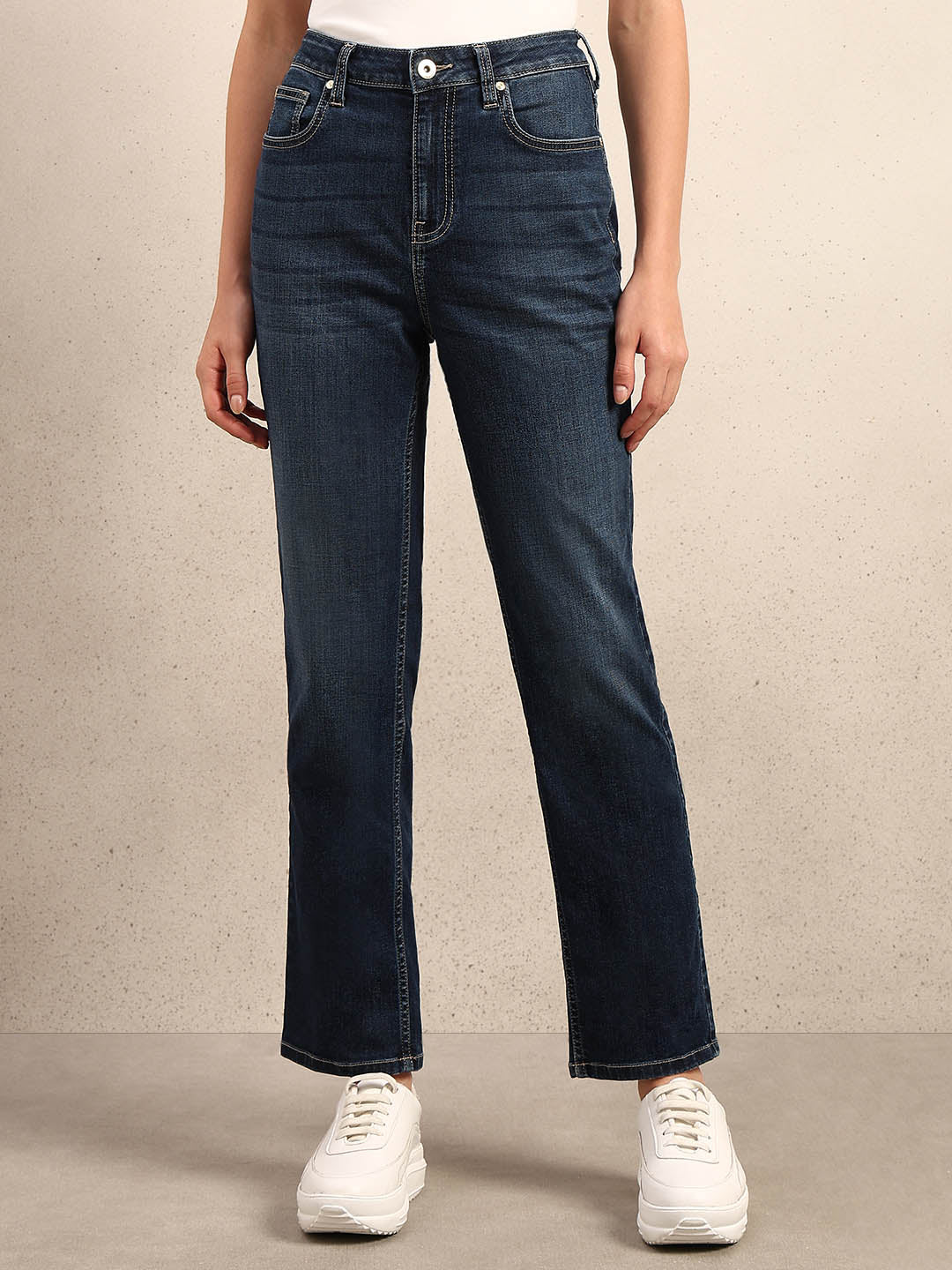 Blue Mid Rise Slim Fit Jeans - Image 2