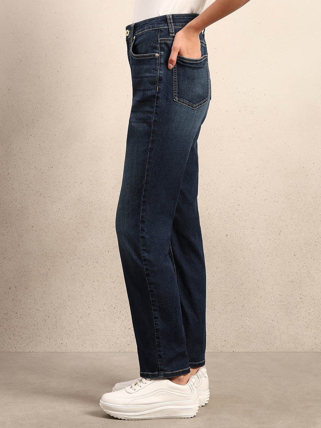 Blue Mid Rise Slim Fit Jeans - Image 3