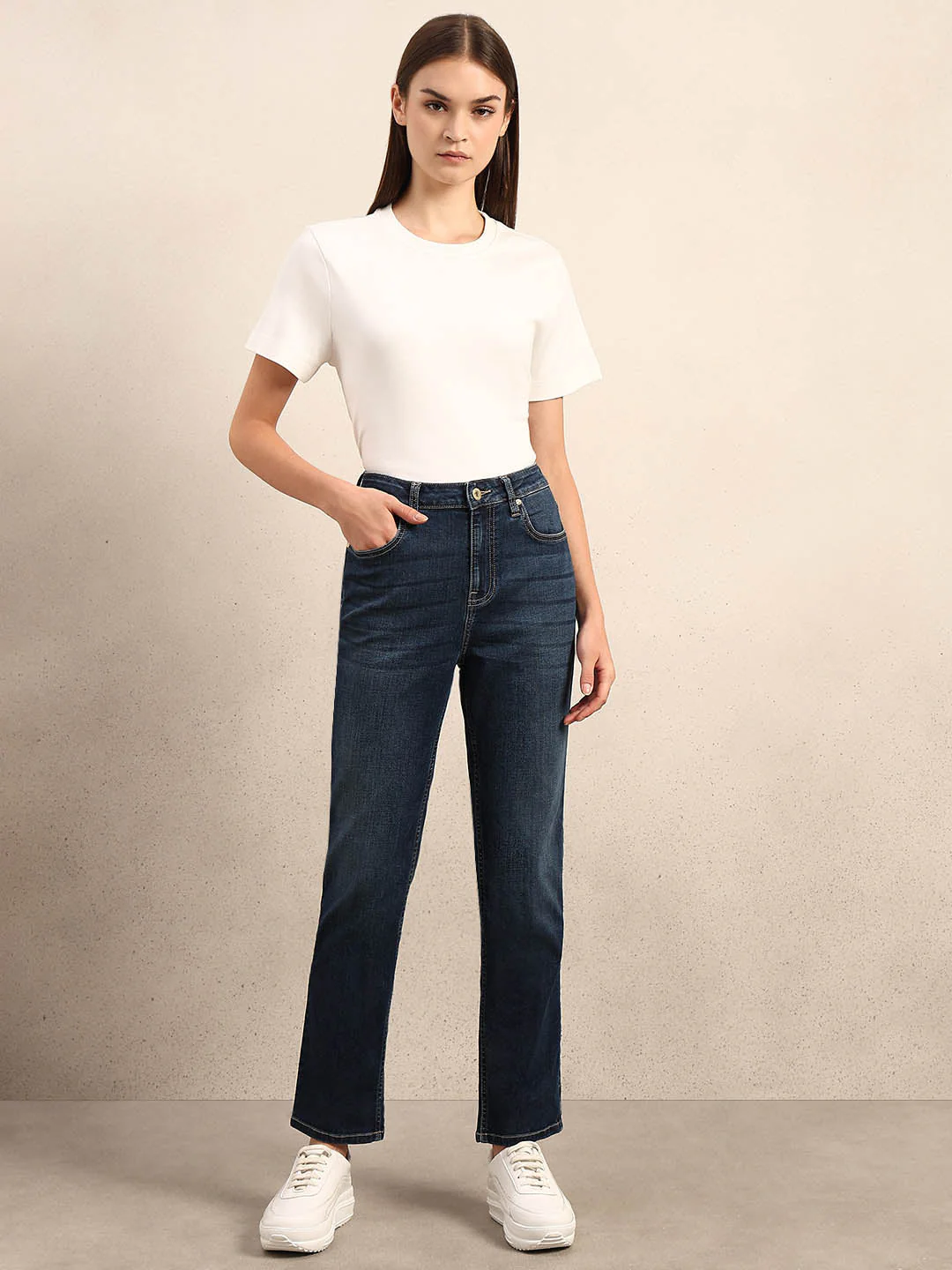Blue Mid Rise Slim Fit Jeans - Image 5