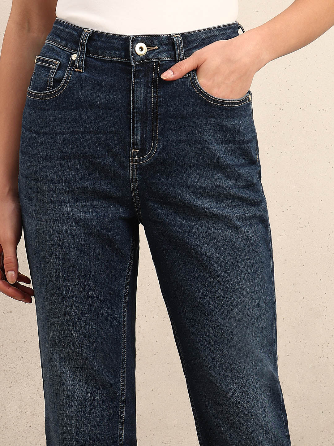 Blue Mid Rise Slim Fit Jeans - Image 6