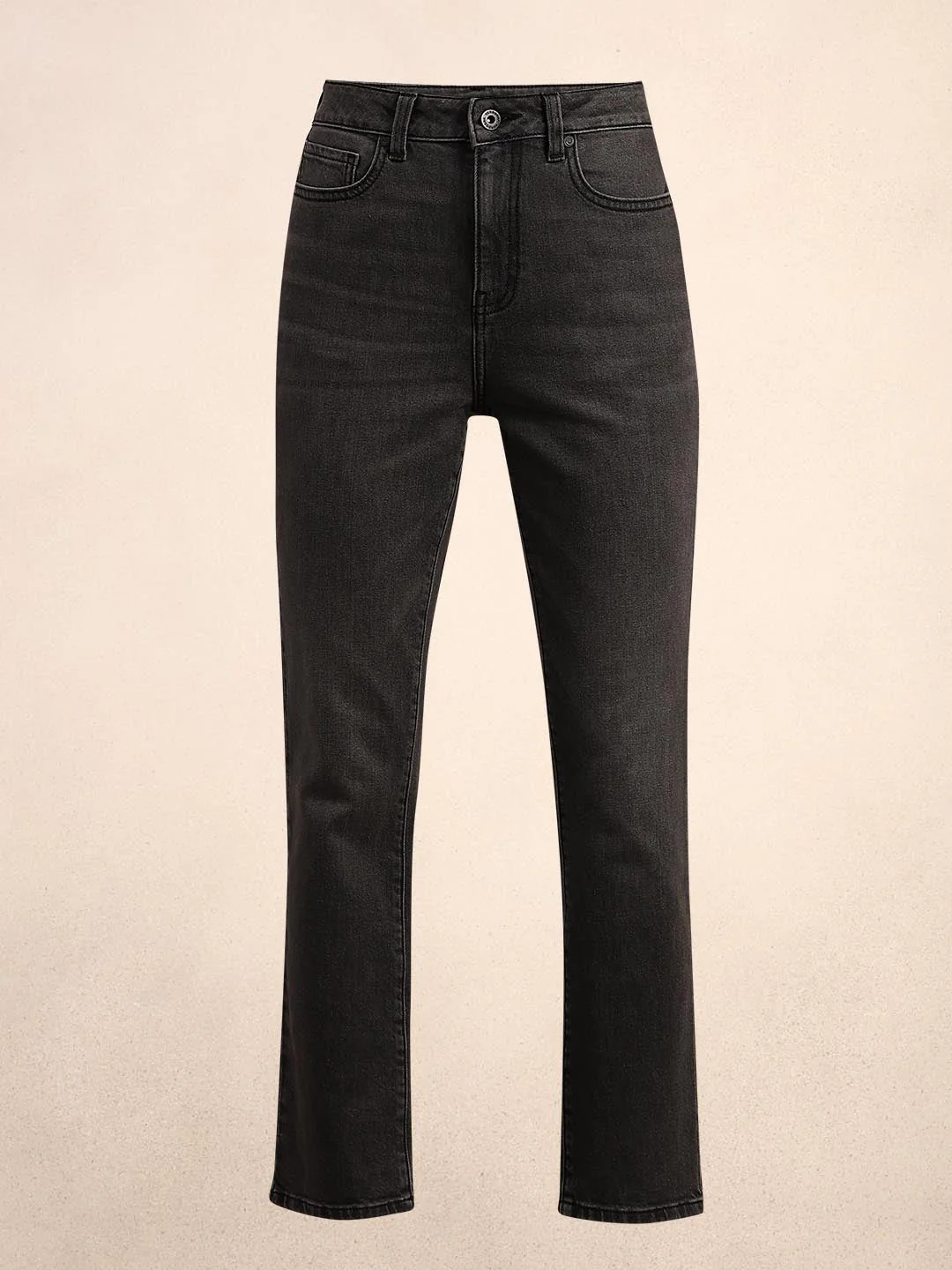 Dark Grey Mid Rise Straight Fit Jeans - Image 7