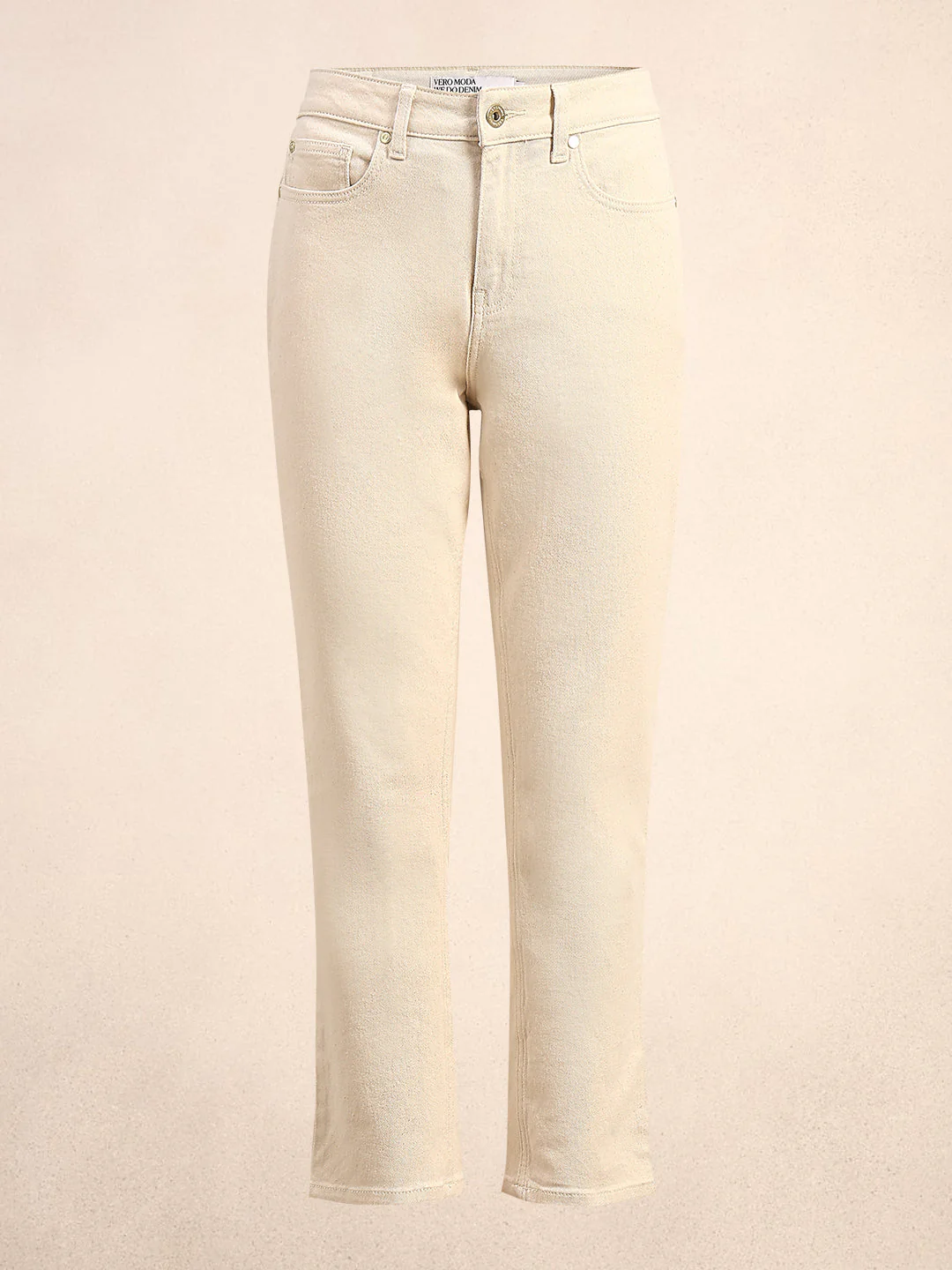 Ecru Ankle Length Straight Fit Jeans - Image 7