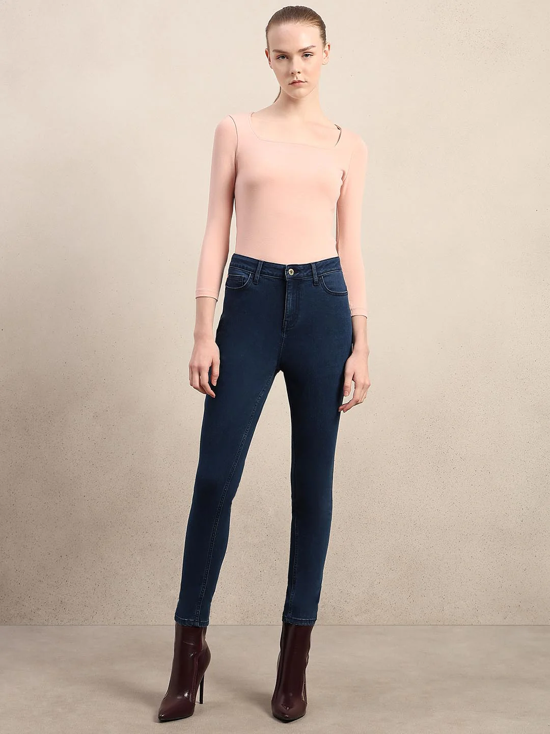 Blue High Rise Skinny Fit Jeans - Image 5