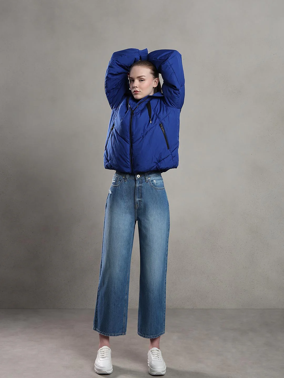 Light Blue Mid Rise Wide Leg Jeans