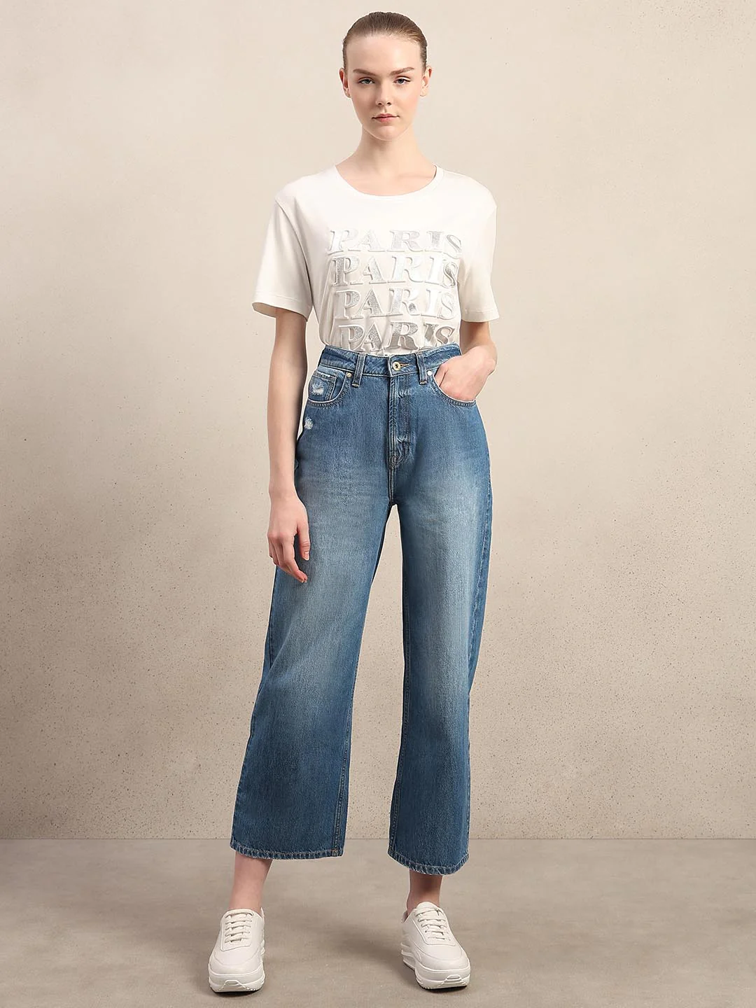 Light Blue Mid Rise Wide Leg Jeans - Image 5