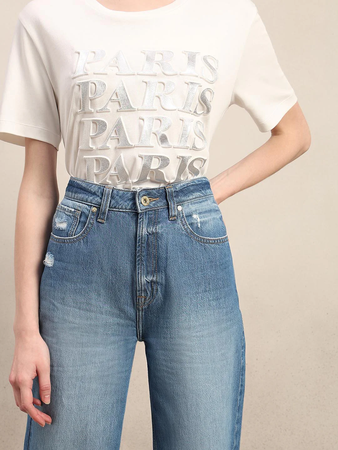 Light Blue Mid Rise Wide Leg Jeans - Image 6
