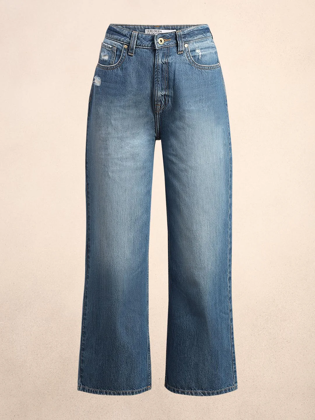 Light Blue Mid Rise Wide Leg Jeans - Image 7
