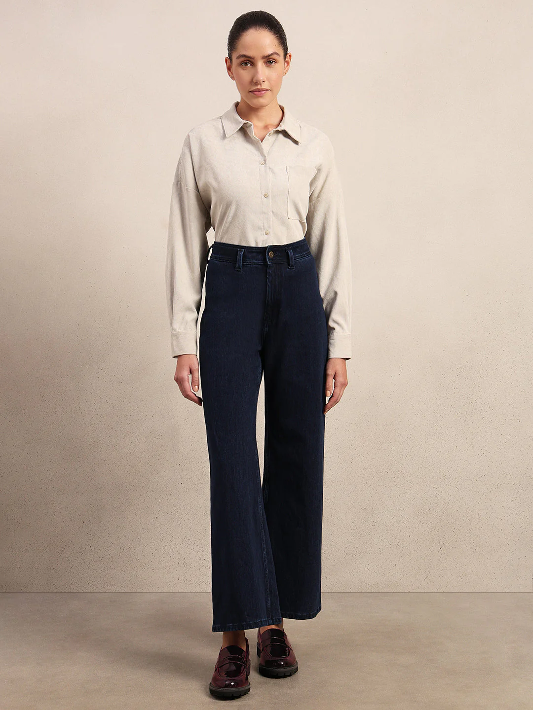Mid Rise Wide Leg Jeans - Dark Blue - Image 5
