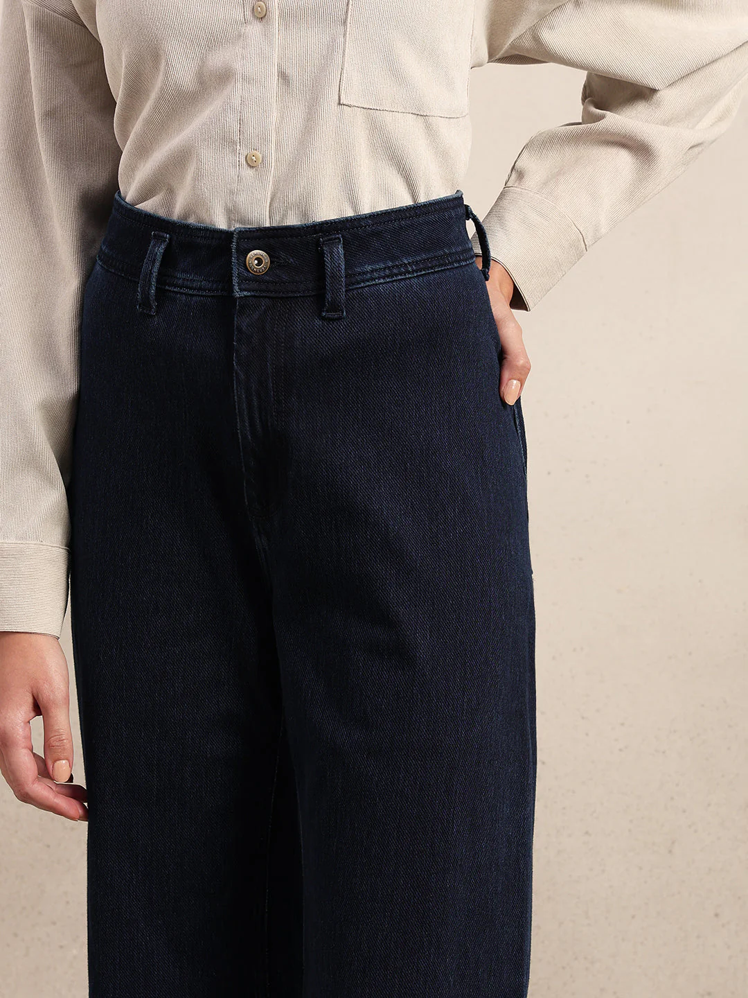Mid Rise Wide Leg Jeans - Dark Blue - Image 6