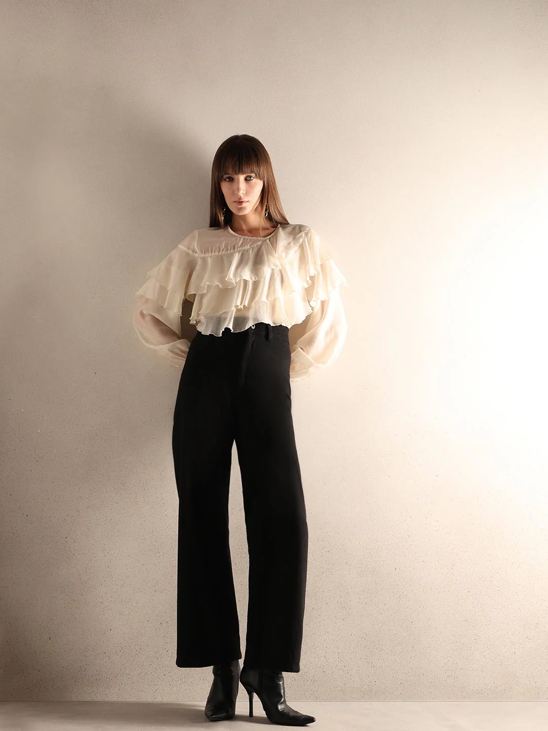 Black Wide Leg Mid Rise Jeans