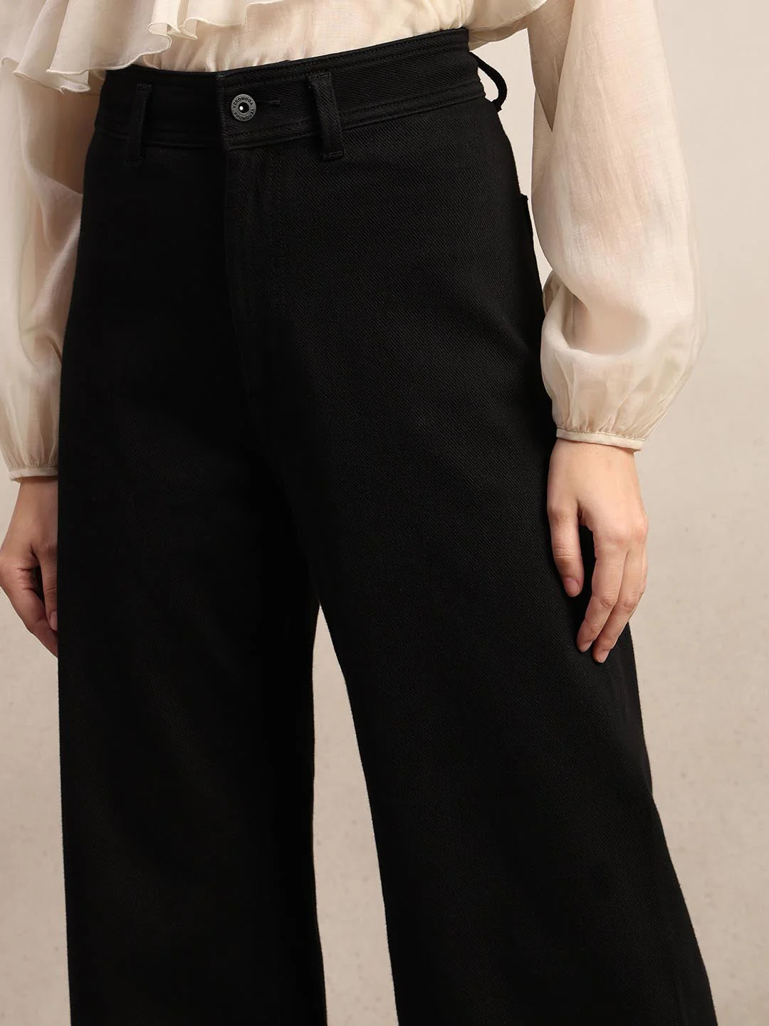 Black Wide Leg Mid Rise Jeans - Image 6