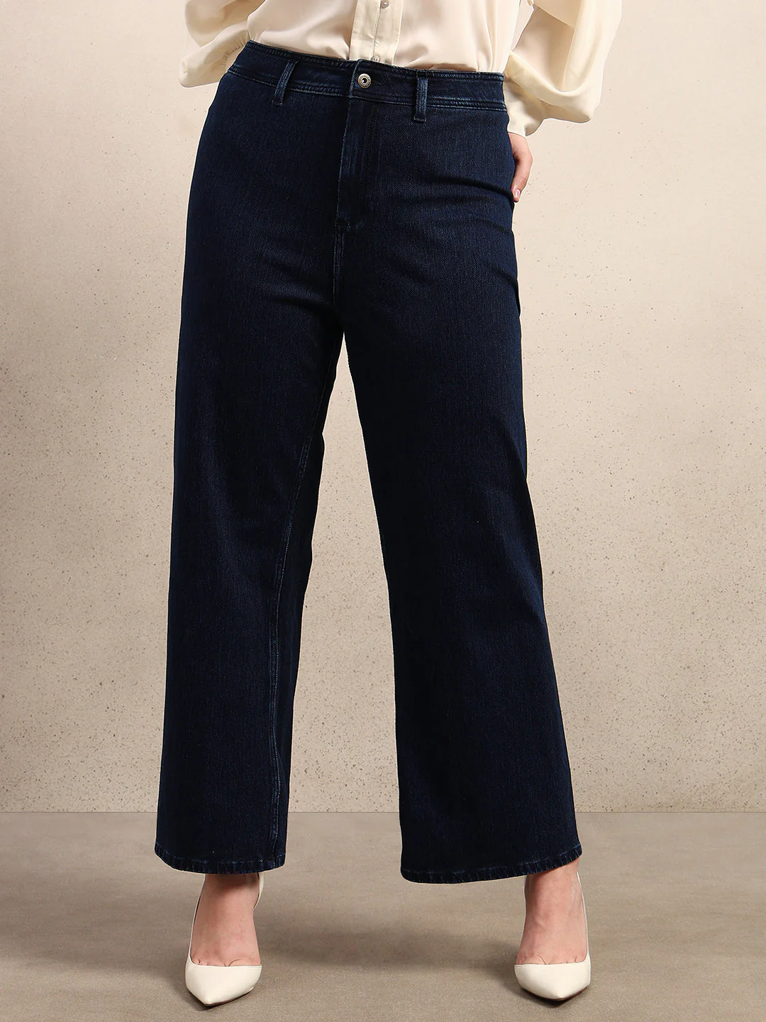 CURVE Dark Blue Wide Leg Jeans - Image 2