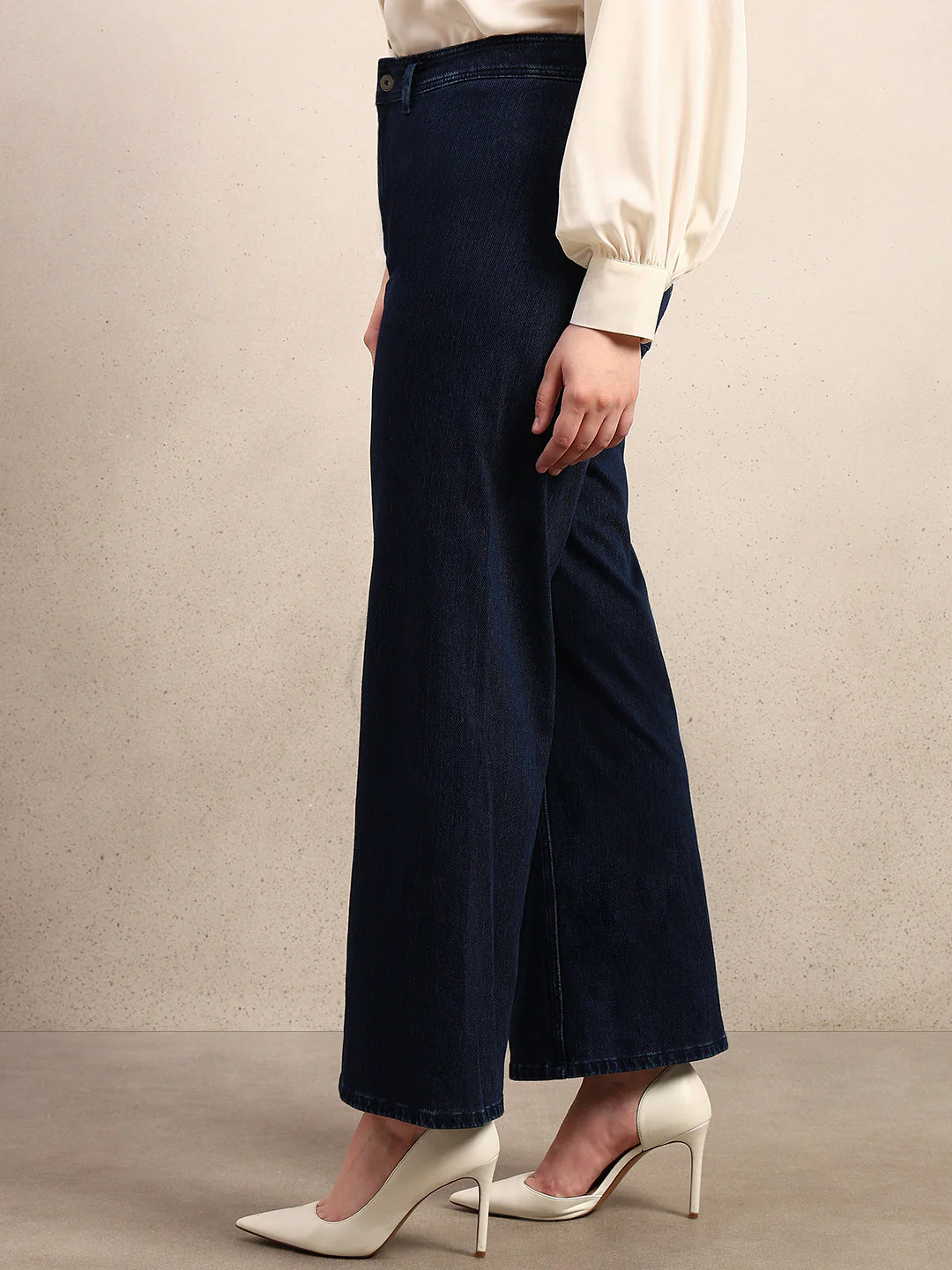 CURVE Dark Blue Wide Leg Jeans - Image 3
