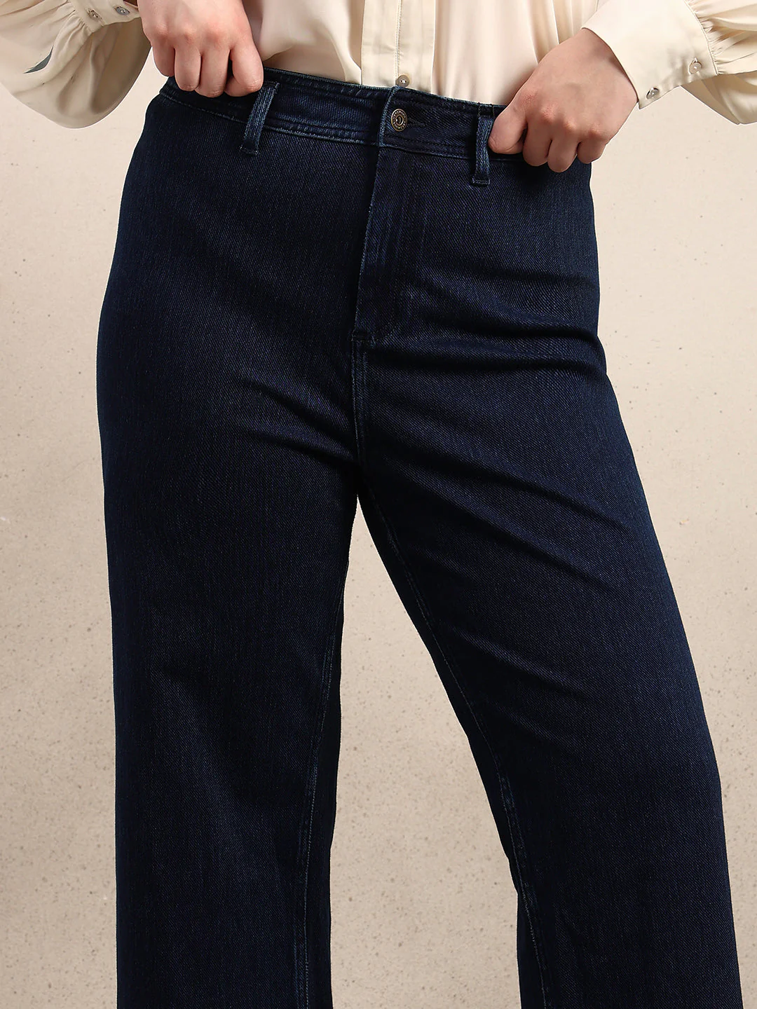 CURVE Dark Blue Wide Leg Jeans - Image 6