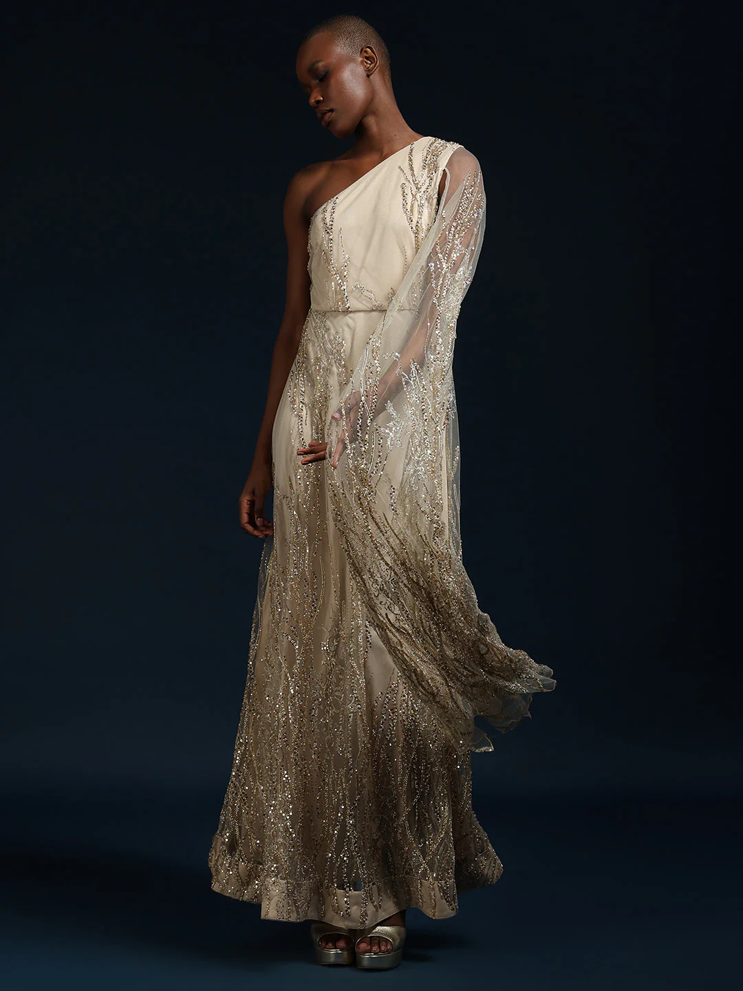 Marquee One-Shoulder Embellished Gown - Image 2