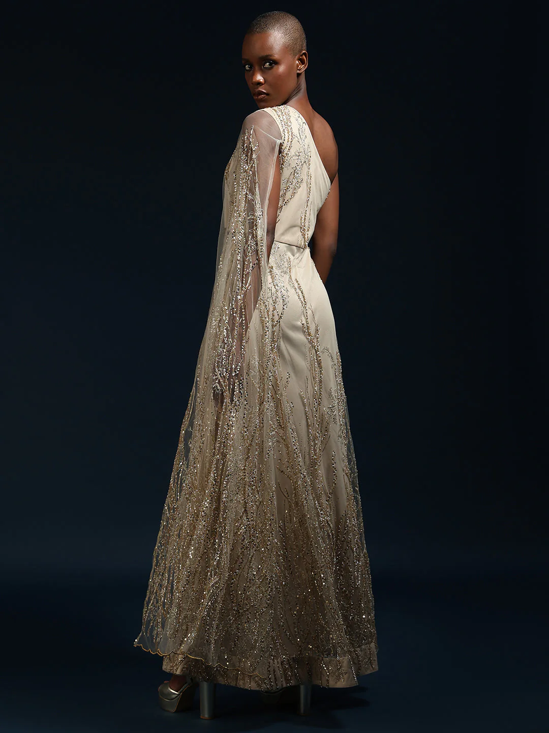 Marquee One-Shoulder Embellished Gown - Image 4