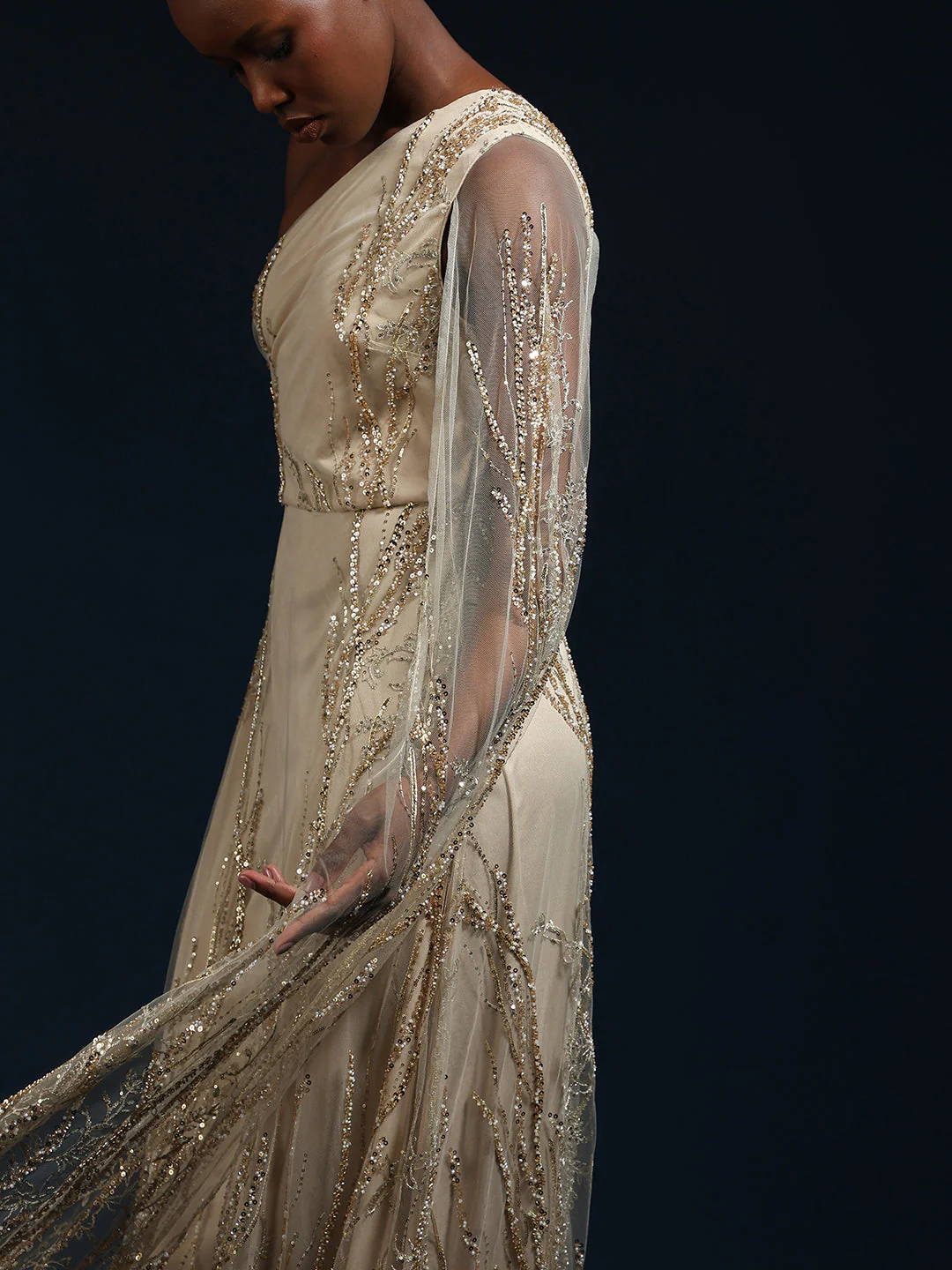 Marquee One-Shoulder Embellished Gown - Image 5