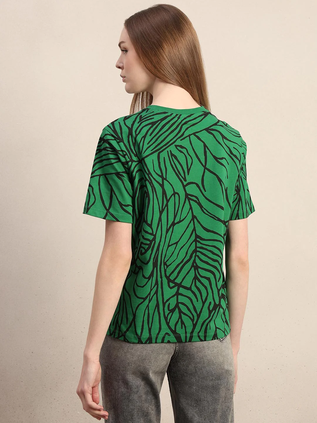 Green Animal Print Cotton T-shirt - Image 4
