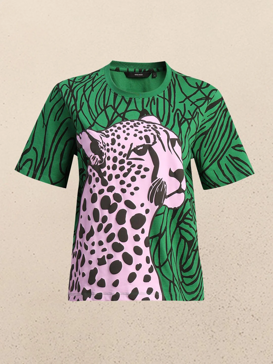 Green Animal Print Cotton T-shirt - Image 7