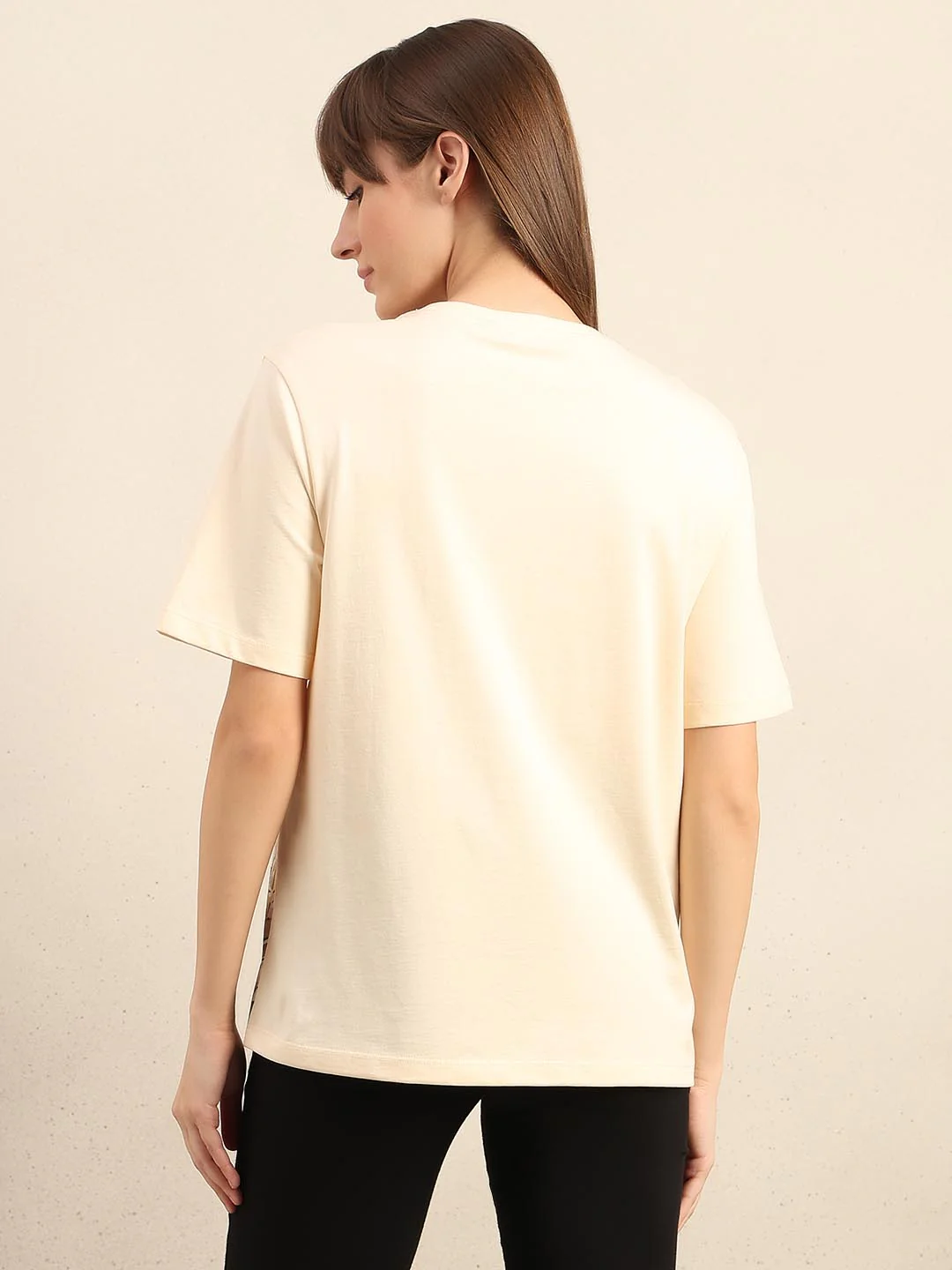 Ecru Printed Cotton T-shirt - Image 4