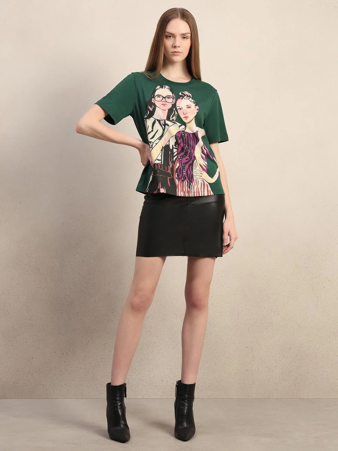 Green Printed Cotton T-shirt - Image 5