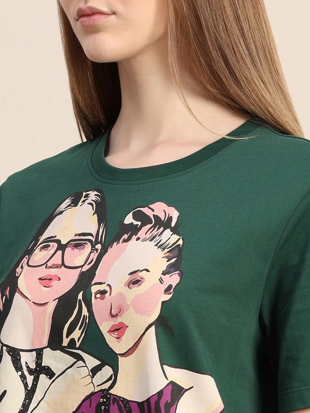 Green Printed Cotton T-shirt - Image 8
