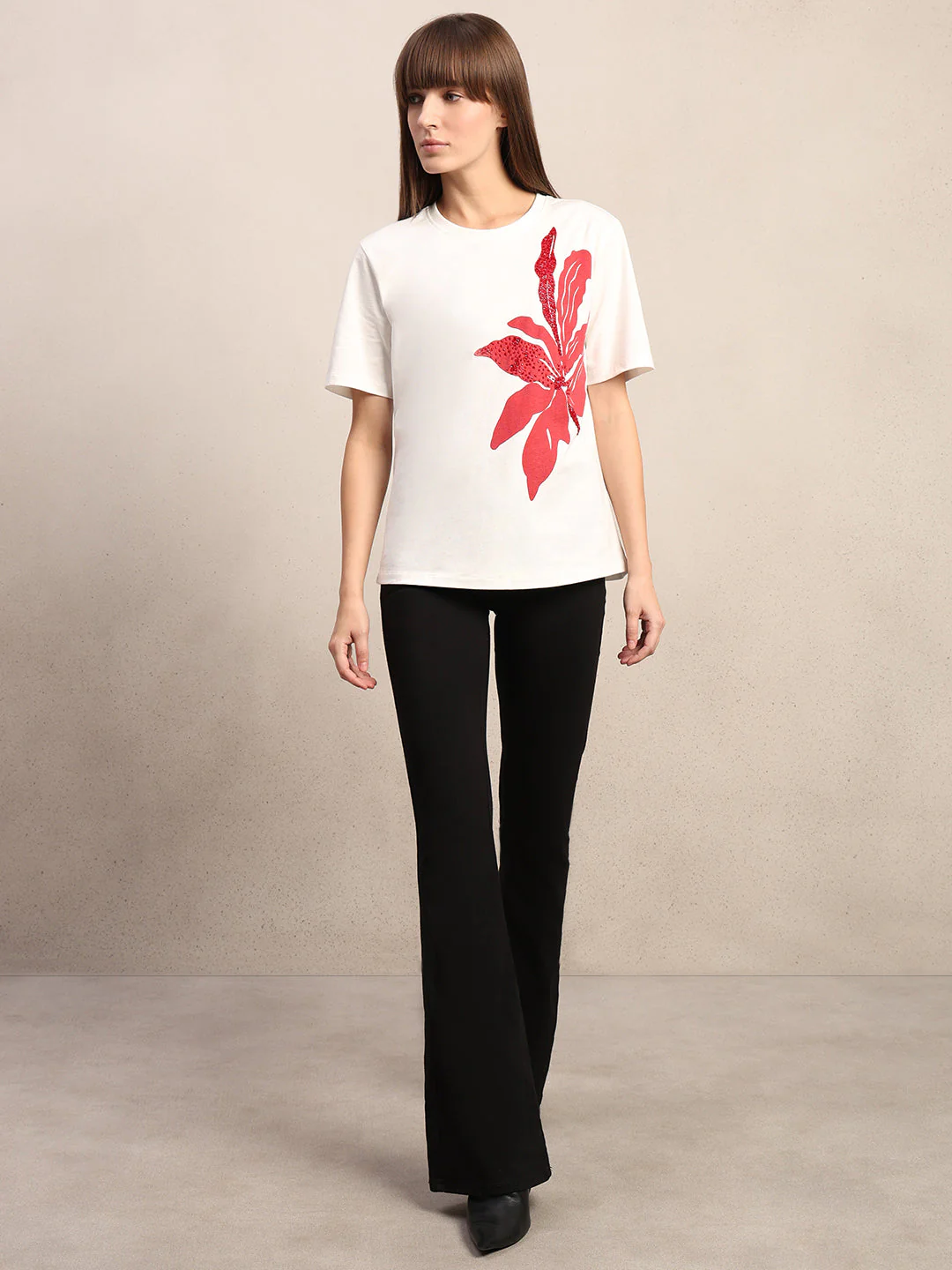 White Printed Cotton T-shirt - Image 5